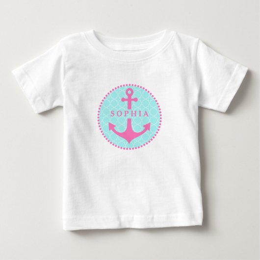 Blauw Quatrefoil + Roze Anchor Tutu Bodysuit (Voorkant)