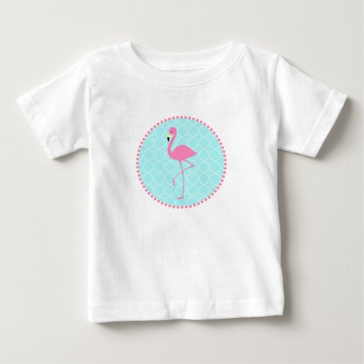 Blauw Quatrefoil + Roze Flamingo Tutu Bodysuit (Voorkant)