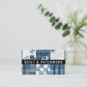 Blauw Quilt Patchwork Handgemaakte Kleding  Visitekaartje (Staand voorkant)