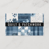 Blauw Quilt Patchwork Handgemaakte Kleding  Visitekaartje (Voorkant)