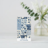 Blauw Quilt Patchwork Handgemaakte Kleding Visitekaartje (Staand voorkant)