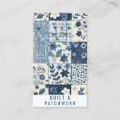 Blauw Quilt Patchwork Handgemaakte Kleding Visitekaartje (Voorkant)