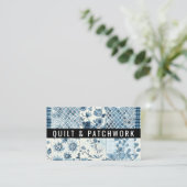 Blauw Quilt Patchwork Handgemaakte Kleding  Visitekaartje (Staand voorkant)