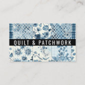Blauw Quilt Patchwork Handgemaakte Kleding  Visitekaartje (Voorkant)