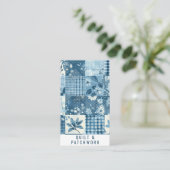 Blauw Quilt Patchwork Handgemaakte Kleding  Visitekaartje (Staand voorkant)