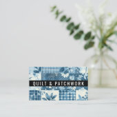 Blauw Quilt Patchwork Handgemaakte Kleding Visitekaartje (Staand voorkant)