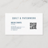 Blauw Quilt Patchwork Handgemaakte Kleding Visitekaartje (Achterkant)