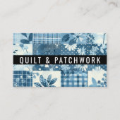 Blauw Quilt Patchwork Handgemaakte Kleding Visitekaartje (Voorkant)