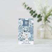 Blauw Quilt Patchwork Handgemaakte Kleding Visitekaartje (Staand voorkant)