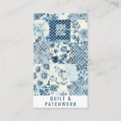 Blauw Quilt Patchwork Handgemaakte Kleding Visitekaartje (Voorkant)