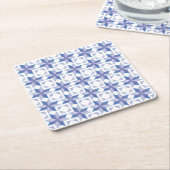 Blauw Quiltblok Kartonnen Onderzetters (Schuin)