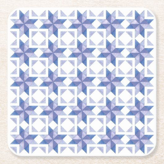 Blauw Quiltblok Kartonnen Onderzetters (Voorkant)