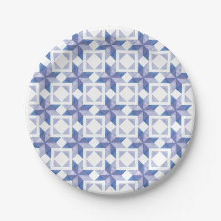 Blauw Quiltblok Papieren Bordje