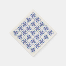 Blauw Quiltblok Papieren Servet