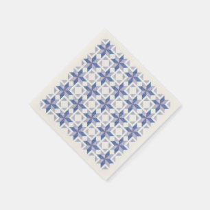Blauw Quiltblok Papieren Servet