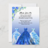  Blauw Quinceañera Dama Voorstel Kaart (Achterkant)