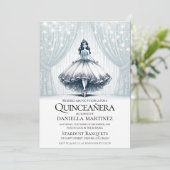 Blauw Quinceañera Meisje Kaart (Staand voorkant)