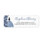 Blauw Quinceanera Retouradres Etiket (Voorkant)