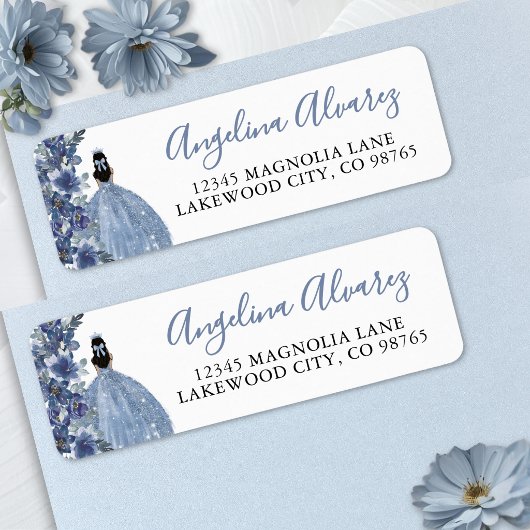 Blauw Quinceanera Retouradres Etiket