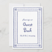 Blauw Quirky Handgetekend Trouwgastboek Bord (Voorkant)