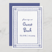 Blauw Quirky Handgetekend Trouwgastboek Bord (Voorkant / Achterkant)