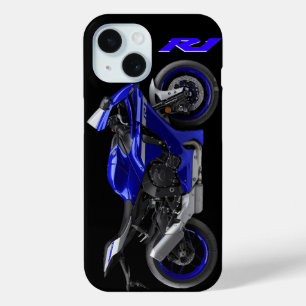 Blauw R1 Sportsbike Motorfiets iPhone 15 Case