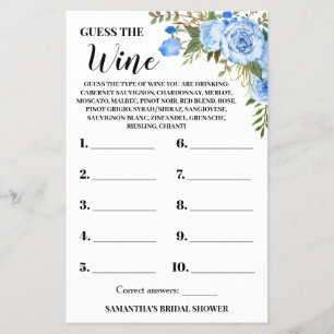 Blauw Raad de Wijn Koppels Douche Game Kaart