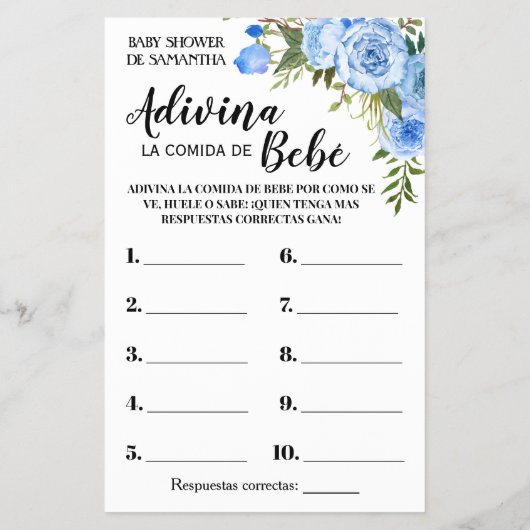 Blauw raad eens met de Baby voedseldouche Flyer (Achterkant)