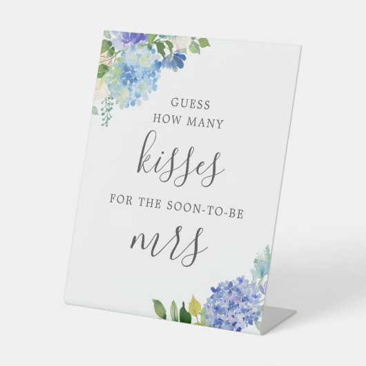 Blauw Raad Hoeveel Kusjes Bruidsfeest Reclamebord Met Voetstuk (Voorkant)