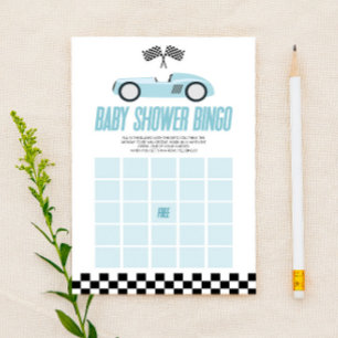 Blauw Race Auto Bingo Baby Shower Spel