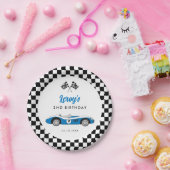  Blauw Race Auto Jongen 2e Verjaardagsfeest Papieren Bordje (Feest)