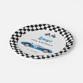  Blauw Race Auto Jongen 2e Verjaardagsfeest Papieren Bordje (Gekanteld)