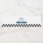 Blauw  Race Car Boy 2e Verjaardagsfeestje Waterfles Etiket (Enkel label)