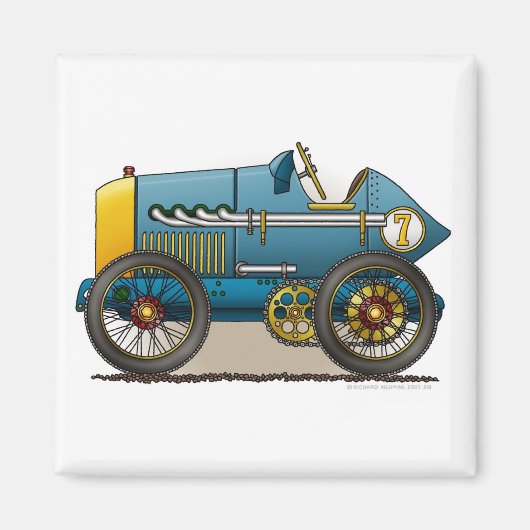 Blauw  Race Car Magneten (Voorkant)