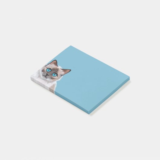 Blauw ragdoll kattenportret post-it® notes (Schuin)