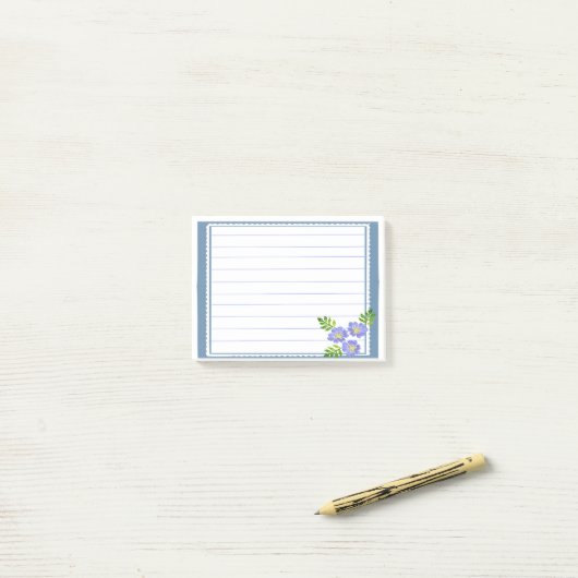 Blauw rand kader post-it® notes (Op bureau)