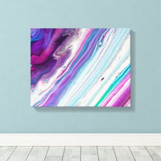 blauw raspberry abstract omwikkeld canvas (Insitu (Houten vloer))