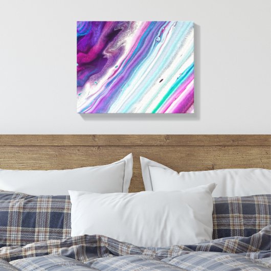 blauw raspberry abstract omwikkeld canvas afdruk (Insitu (Slaapkamer))