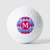 Blauw Raspberry Lavendel Magenta Argyle Personalis Golfballen (Voorkant)