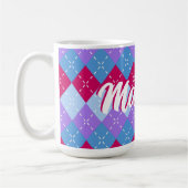 Blauw Raspberry Lavendel Magenta Argyle Personalis Koffiemok (Links)