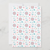 Blauw & Raspberry Red Nautisch Baby shower Kaart (Achterkant)