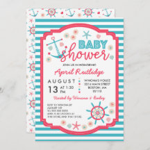 Blauw & Raspberry Red Nautisch Baby shower
