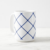 Blauw raster (hoekig) koffiemok (Voorkant links)