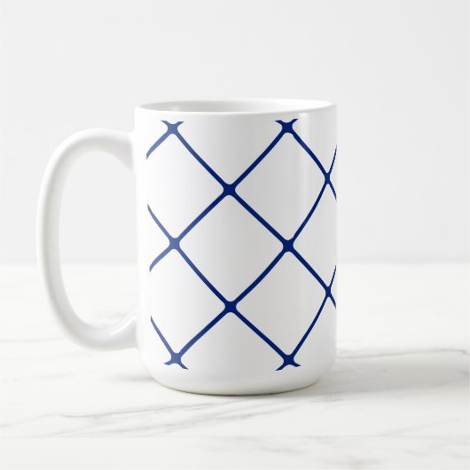 Blauw raster (hoekig) koffiemok (Links)