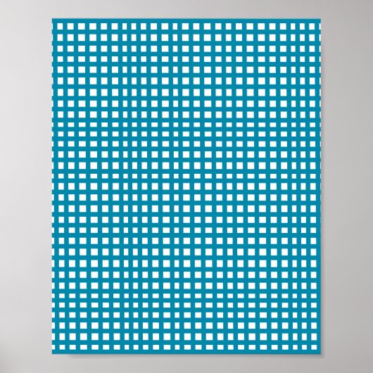 Blauw raster met vierkante mazen poster (Voorkant)