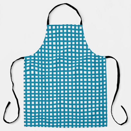 Blauw raster met vierkante mazen schort (Voorkant)