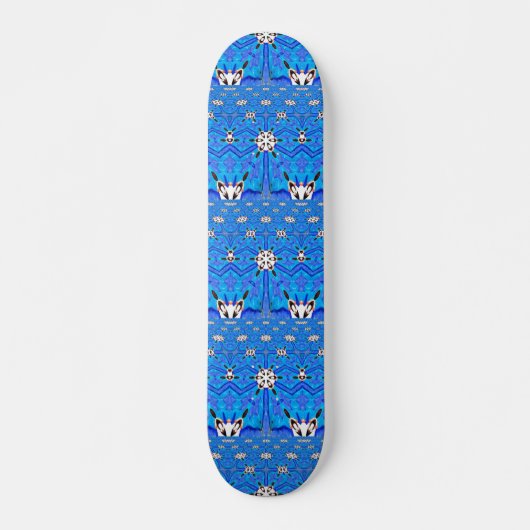 blauw rastergeometrisch skateboard (Voorkant)