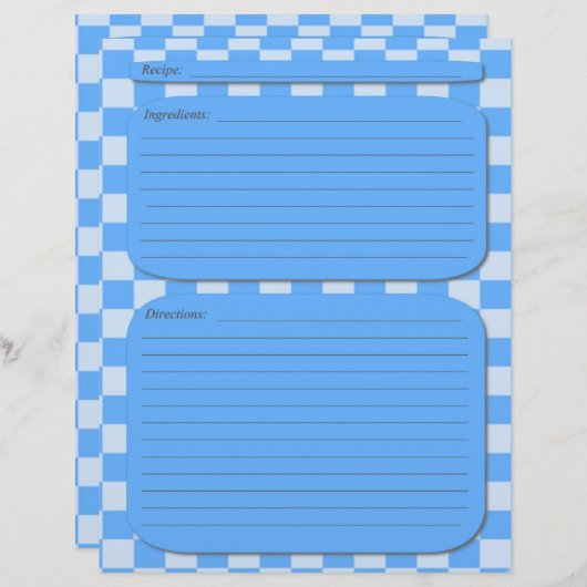 Blauw recept-recept (Voorkant / Achterkant)