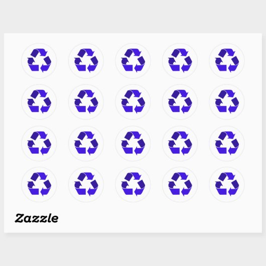 blauw recyclen ronde sticker (Vel)