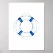 Blauw reddingsvest watercolor kunst poster (Voorkant)